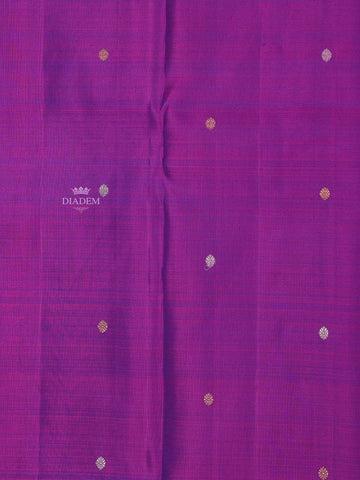 Violet Pure Kanchipuram Bridal Saree with Small Butta Motif on the Body and Zari Border - Diadem