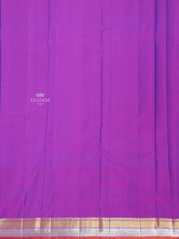 Violet Pure Kanchipuram Bridal Saree with Small Butta Motif on the Body and Zari Border - Diadem