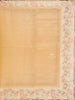 Sandal Yellow Semi Banarasi Saree with Plain Body and Floral Embroidery Border - Diadem