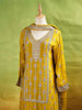Mustard Palazzo Suit Adorned with Floral Embroidery, With Dupatta and Full Sleeve
