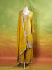 Mustard Palazzo Suit Adorned with Floral Embroidery, With Dupatta and Full Sleeve