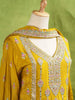 Mustard Palazzo Suit Adorned with Floral Embroidery, With Dupatta and Full Sleeve