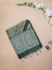 Green Semi Tussar Silk Saree with Rural Motif Design on the Body with Paisley Design Border