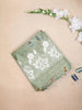 Light Green Semi Tussar Silk Saree with Flower Design on the Body and without Border - Diadem
