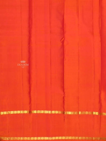 Orange Pure Kanchipuram Silk Saree with Stripes Design on the Body and Without Border - Diadem