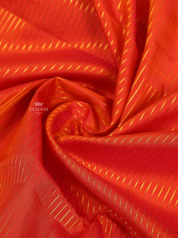 Orange Pure Kanchipuram Silk Saree with Stripes Design on the Body and without Border - Diadem