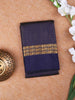 Navy Blue Pure Kanchipuram Bridal Silk Saree with Stripes Design on the Body with Zari Border