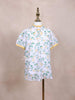 White Kids Top Adorned Floral Print Designs - Diadem