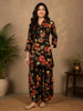 Black Floral Designed Cotton Salwar Suit