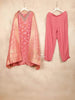 Pink Straight Cut Salwar Suit Adorned with Embroidery and Printed Feather Design with Dupatta - Diadem