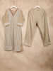 Beige Straight Cut Salwar Suit for Girls Adorned with Geometric Floral Design and without Dupatta - Diadem