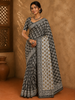 Classic Black and White Paisley Printed Design Cotton Casual Wear Saree