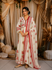 Off White Floral Printed Design Cotton Anarkali Salwar Suit with Dupatta