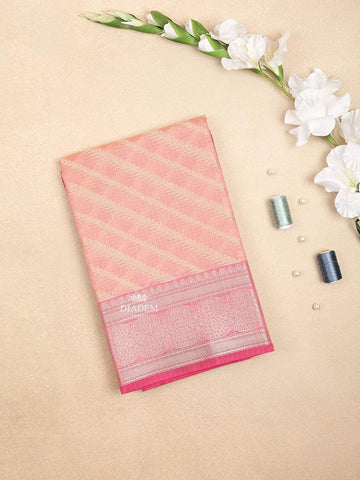 Pink Art Silk Saree with Diagonal Stripes Design on the Body with Designed Border - Diadem
