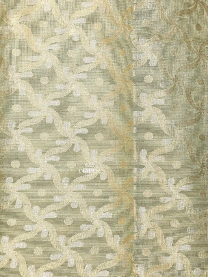 Olive Green Art Silk Saree with Floral and Dot Design on the Body with Matching Border - Diadem