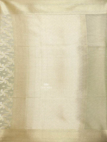 Olive Green Art Silk Saree with Floral and Dot Design on the Body with Matching Border - Diadem
