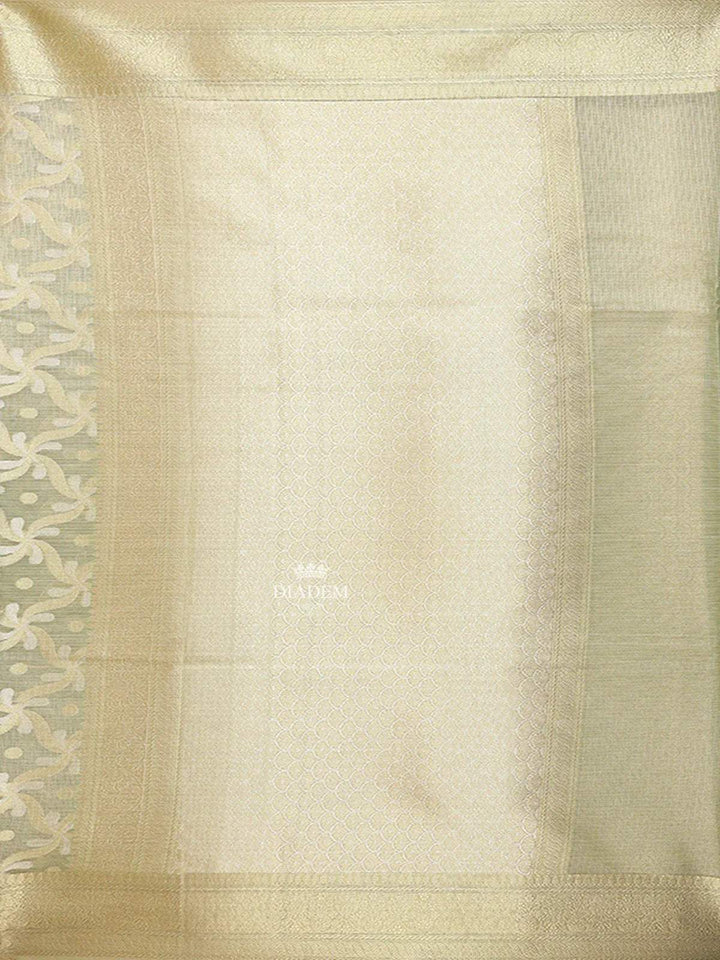Olive Green Art Silk Saree with Floral and Dot Design on the Body with Matching Border - Diadem