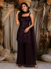Deep Wine Heavy Sequins Embroidered Design Net Palazzo Suit  with Choker Dupatta