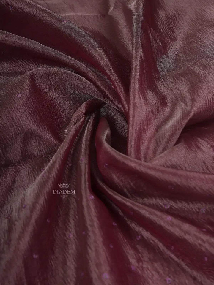 Burgandy Organza Saree with Stone and Crush Design on the Body with Designed Border - Diadem