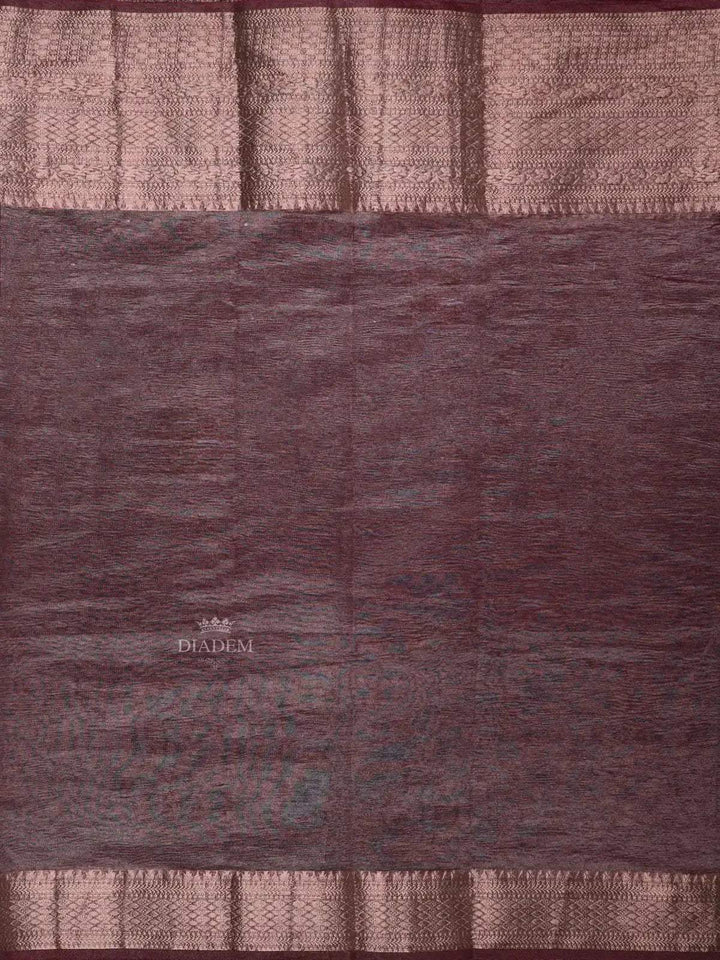 Burgandy Organza Saree with Stone and Crush Design on the Body with Designed Border - Diadem