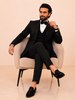 Classic Black Heavy Beads Embroidered Design Jacquard Men's Wedding Suit