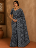 Black Floral Printed Design Cotton Casual Wear Saree