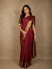 Deep Wine Maroon Checked Zari Woven Design Pure Kanchipuram Silk Saree with Zari Border