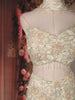 Cream Floral Sequins and Beads Embroidered Mermaid Net Lehenga Set with Choker Dupatta