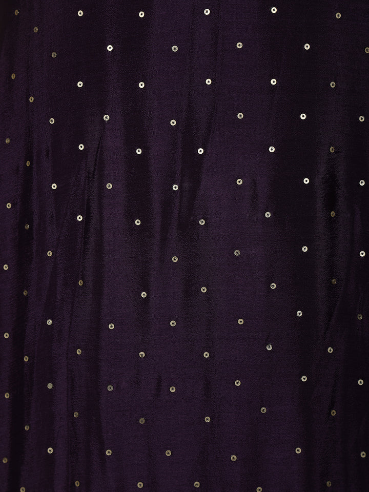 Dark Purple Floral Designed Crepe Anarkali Salwar Suit - Diadem