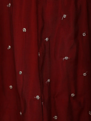 Dark Red Floral Designed Semi Silk Salwar Suit - Diadem