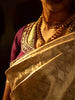 Gold Sequence And Floral Embroidery Bridal Banarasi Silk Saree