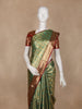 Green with Golden Sheen  Floral Design Semi Tissue Silk Saree