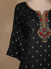 Black  Floral Designed Silk Salwar Suit