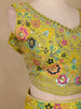 Lime Yellow Floral Sequins Embroidery Palazzo Suit - Diadem