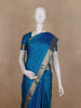 Teal Blue Small Butta Woven Kanchipuram Silk Saree with Zari Border