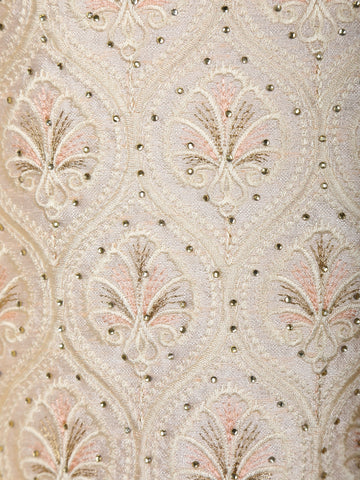 Ivory Floral Embroidered Polyester Sherwani Suit with Dupatta - Diadem