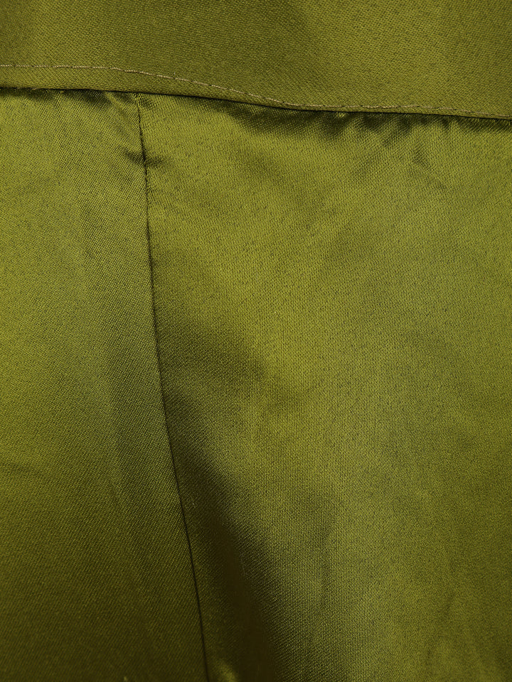 Olive Green Floral Design Net Palazzo Suit - Diadem