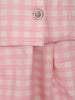 White and Pink Checkered Cotton Blend Skirt and Top Set