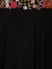 Black Floral Embroidered Satin Lehenga - Diadem