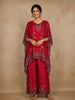 Pink Floral Printed Design Crepe Kaftan Suit