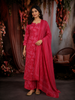 Queen Pink Floral Printed Design Cotton Straight Cut Salwar Suit with Dupatta
