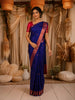 Royal Blue Butta Woven Design Soft Silk Fancy Saree with Contrast Border
