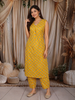 Bright Yellow Floral Printed Design Cotton Straight Cut Salwar Suit