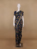 Navy Blue Floral Designed Chanderi Cotton Saree - Diadem