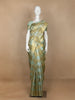 Olive Green checks Designed Semi Tussar Silk Saree