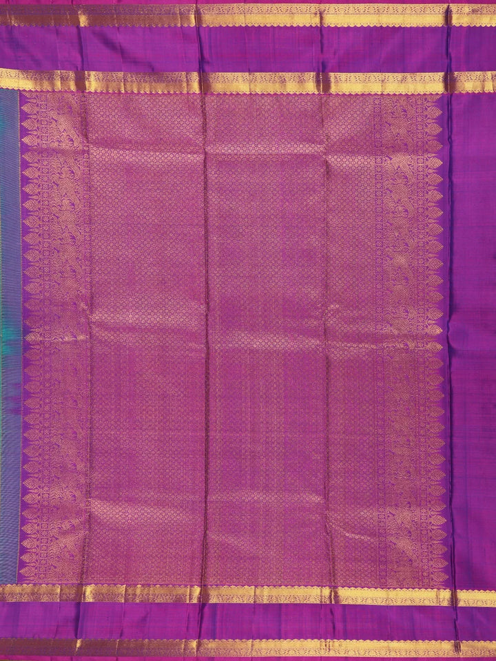 Sky Blue Floral Woven Pure Kanchipuram Silk Saree - Diadem