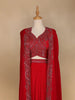 Red Abstract Embroidered Crepe Bridesmaids Lehenga - Diadem