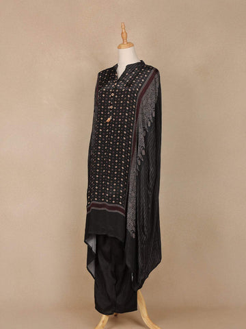 Black Abstract Designed Crepe Salwar Suit - Diadem