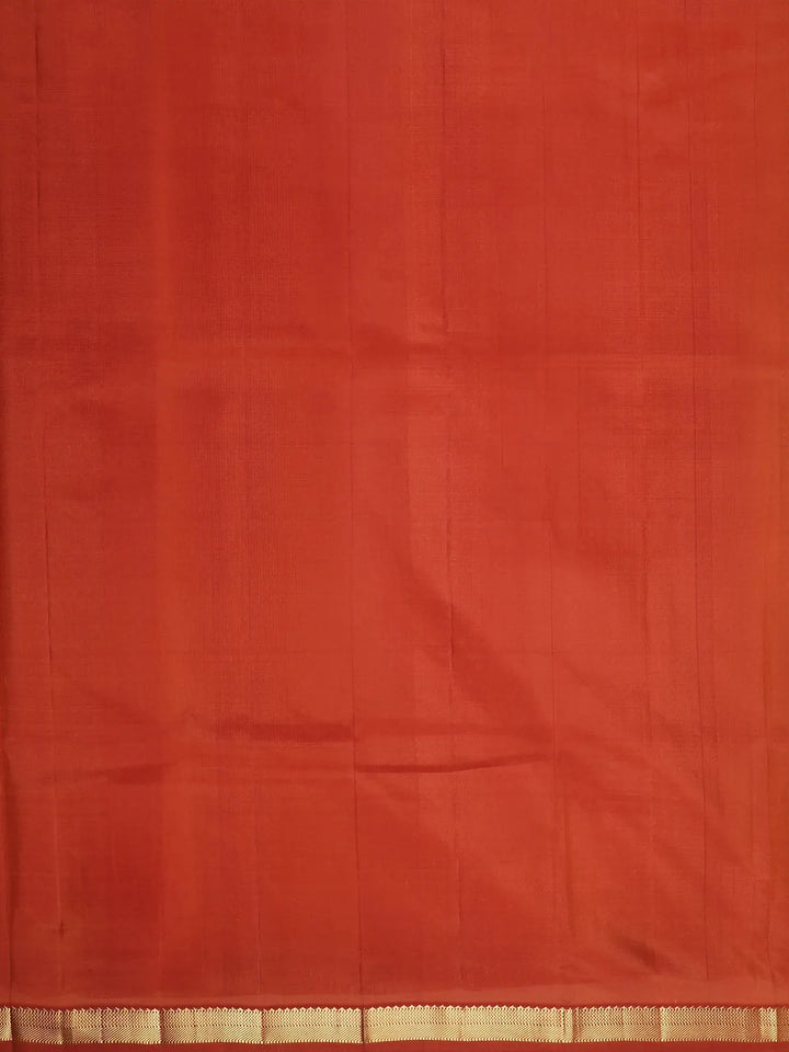 Orange Floral Motif Pure Kanchipuram Silk Saree - Diadem