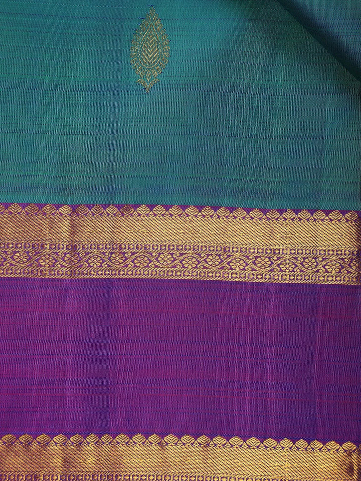 Sky Blue Floral Woven Pure Kanchipuram Silk Saree - Diadem